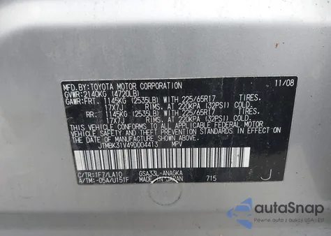 2009 Toyota Rav4 Limited V6 из США, поврежденный, VIN JTMBK31V49D004413